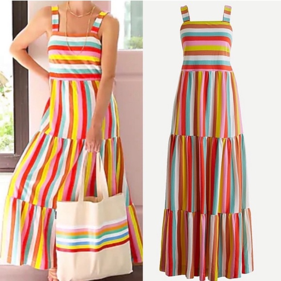 J. Crew Dresses & Skirts - J. Crew Maxi Dress Rainbow Stripe Size XXS Style AP172